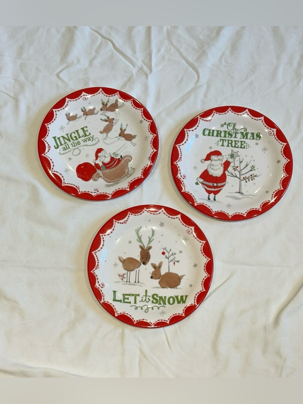 3 Pottery Barn Kids Melamine Holiday Plates - Christmas Design